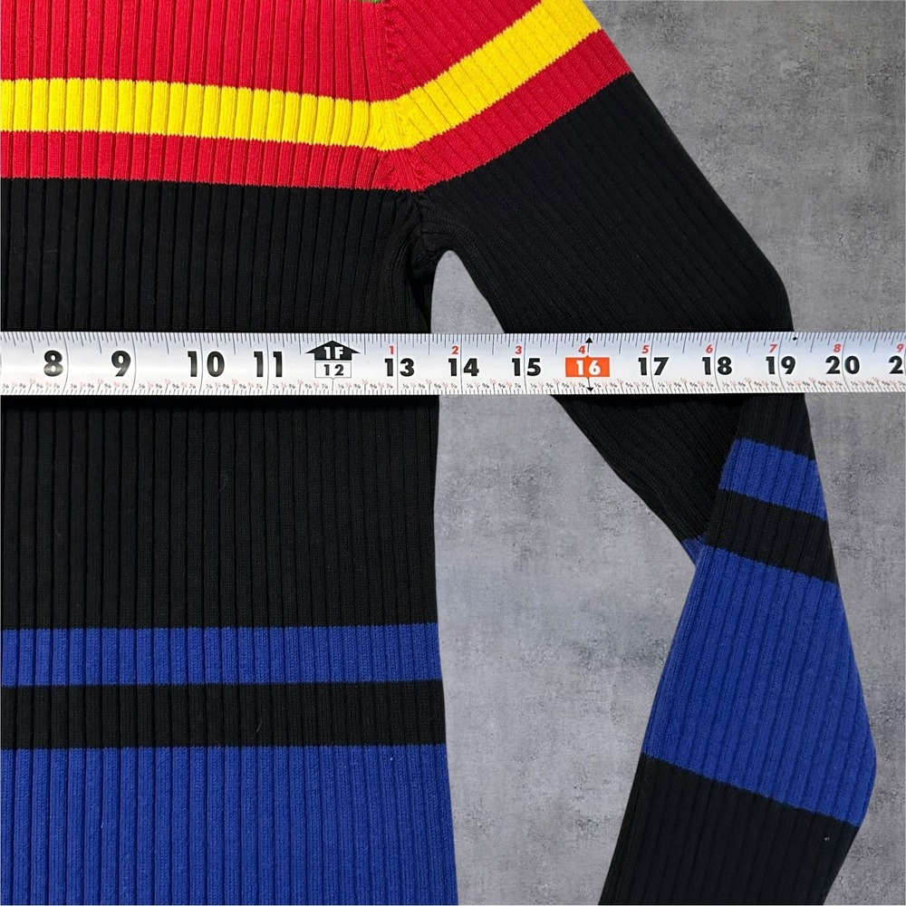 Ralph Lauren Sweater Womens M Multicolor Ribbed Knit Button Shoulder Striped - Picture 5 of 12